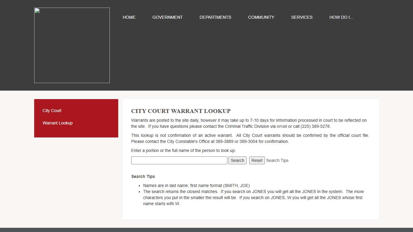 City Court – Warrants