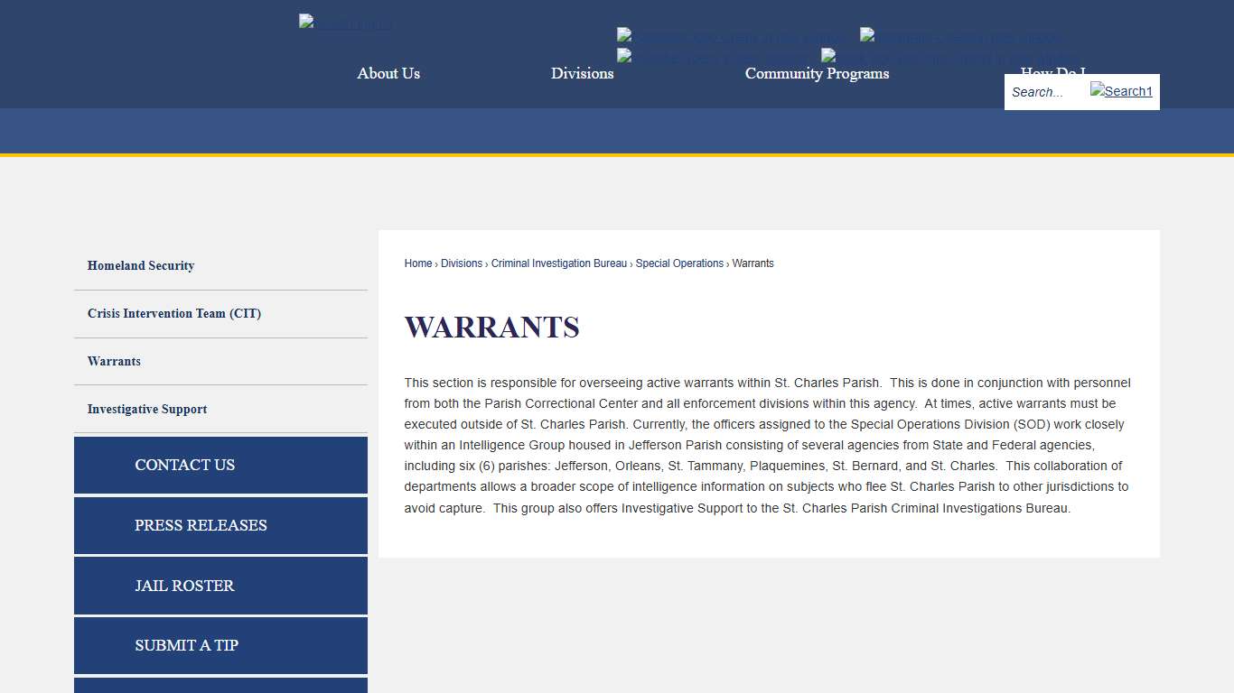 Warrants | St. Charles Sheriff, LA - Official Website