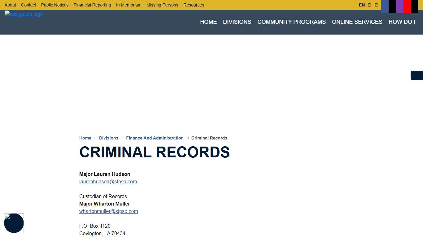 Welcome to St. Tammany Parish Sheriff's Office